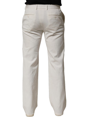 White Cotton StraightLeg Casual Trouser Pants