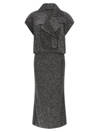 Gray Polyamide Midi Dress