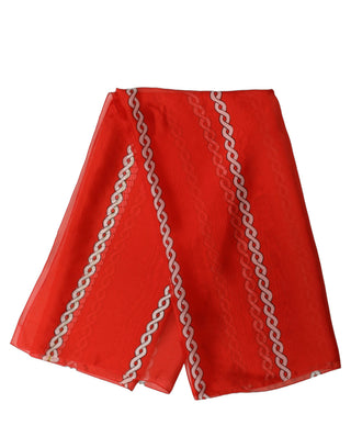 Red Silk Braided Rope Square Foulard Scarf