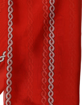 Red Silk Braided Rope Square Foulard Scarf