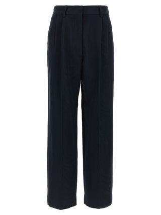 Blue Viscose Casual Pants