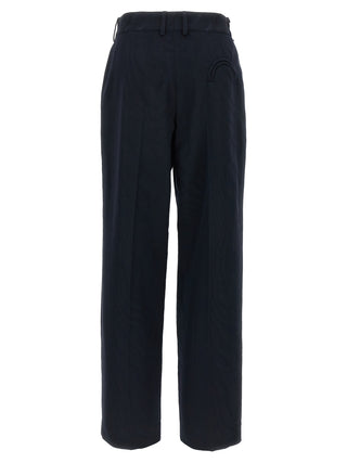 Blue Viscose Casual Pants