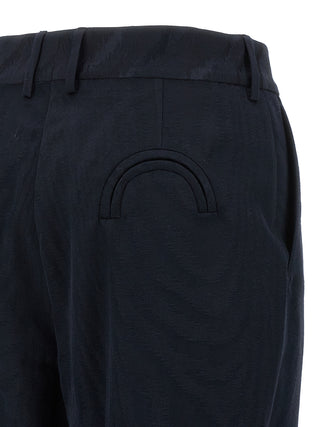 Blue Viscose Casual Pants