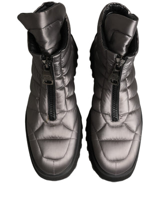 Silver Leather Quilted Men Ankle Boots Shoes