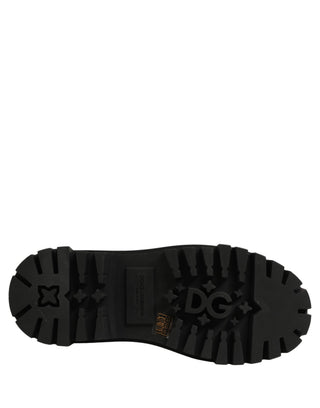 Black Calfskin Leather Trekking Derby Shoes