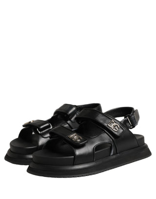 Black DG Logo Sandals Flats Slippers Shoes