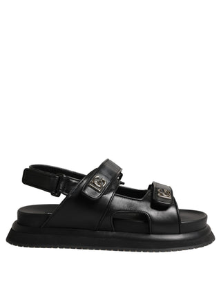 Black DG Logo Sandals Flats Slippers Shoes