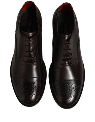 Maroon Calfskin Leather Derby Men Dress Shoes