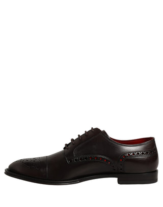 Maroon Calfskin Leather Derby Men Dress Shoes