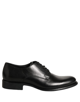 Black Calfskin Leather Derby Men Dress Shoes