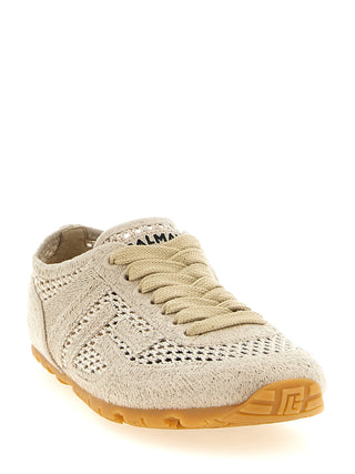 Beige Cotton Athletic Sneakers