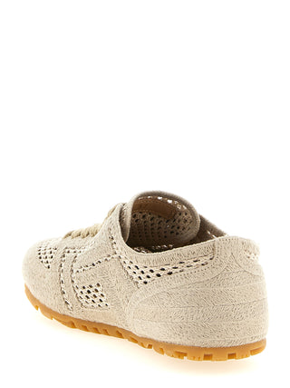 Beige Cotton Athletic Sneakers