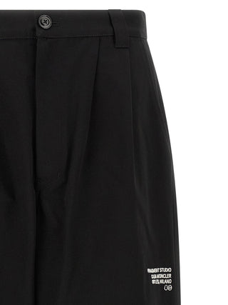 Black Cotton Casual Pants