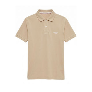 Beige Cotton Men Polo-Shirt