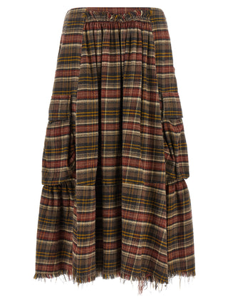 Brown Cotton Mini Skirt