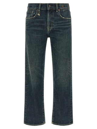 Blue Cotton Straight-Leg Jeans
