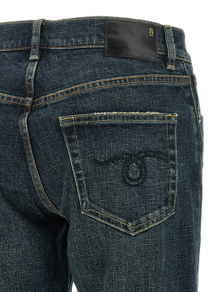 Blue Cotton Straight-Leg Jeans
