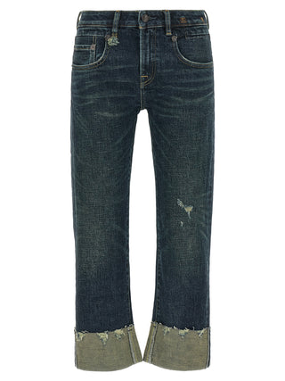 Blue Cotton Straight-Leg Jeans
