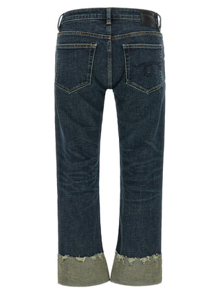 Blue Cotton Straight-Leg Jeans