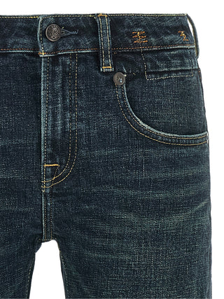 Blue Cotton Straight-Leg Jeans