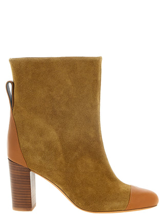 Beige Calfskin Ankle Boots