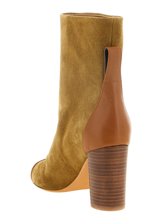Beige Calfskin Ankle Boots