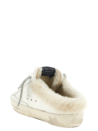 White Leather Slides