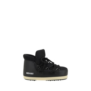 Black Polyester Lace-Up Boots