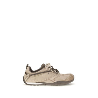 Beige Suede Leather Athletic Sneakers