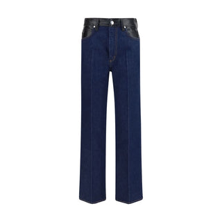 Blue Recycled Cotton Straight-Leg Jeans
