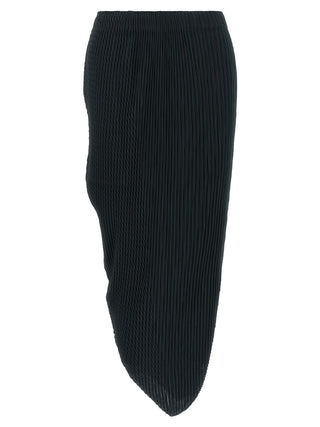 Blue Polyester Midi Skirt