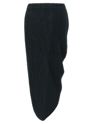 Blue Polyester Midi Skirt