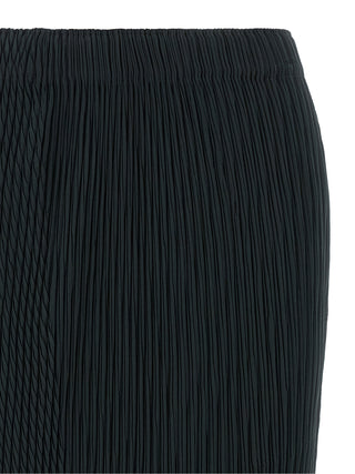 Blue Polyester Midi Skirt