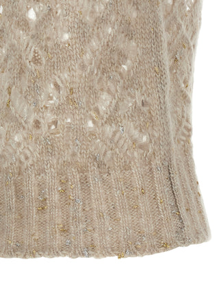 Beige Alpaca Leather Sleeveless Jacket