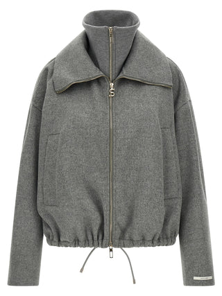 Gray Wool Bomber