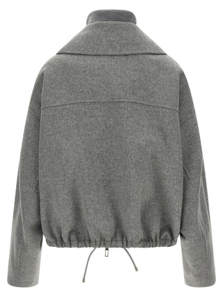 Gray Wool Bomber