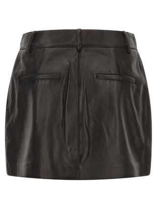Brown Lamb Leather Long Skirt