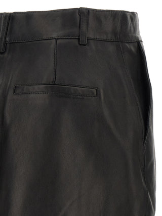 Black Lamb Leather Long Skirt