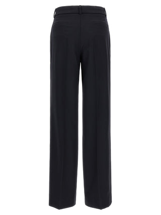 Black Virgin Wool Flared Pants