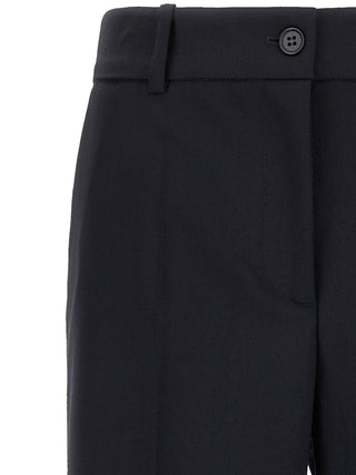Black Virgin Wool Flared Pants