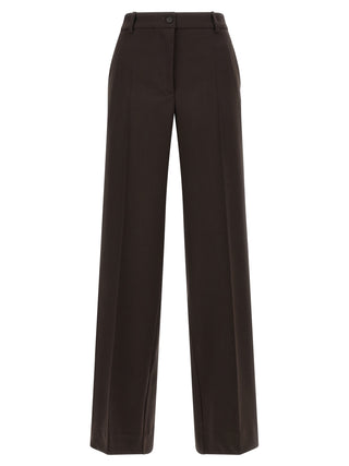 Brown Virgin Wool Flared Pants