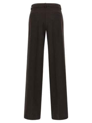 Brown Virgin Wool Flared Pants