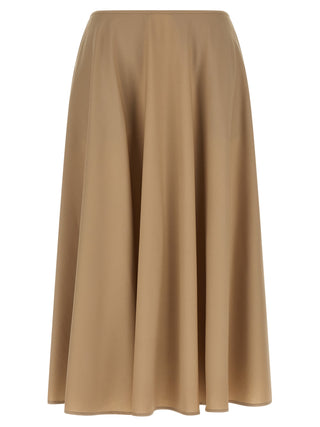 Beige Virgin Wool Midi Skirt