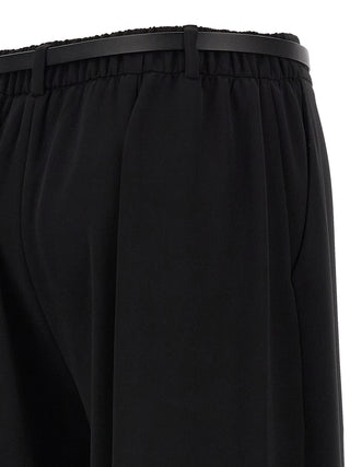 Black Polyester Casual Pants