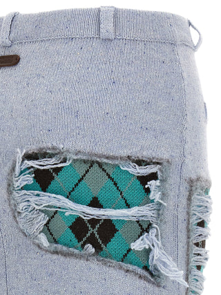 Blue Wool Midi Skirt