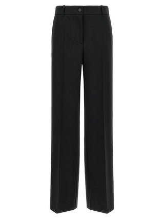 Black Virgin Wool Flared Pants