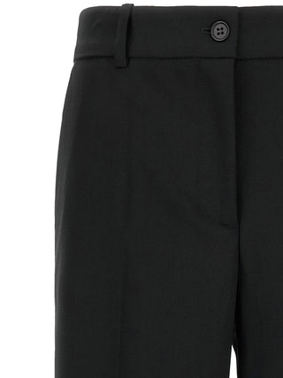 Black Virgin Wool Flared Pants
