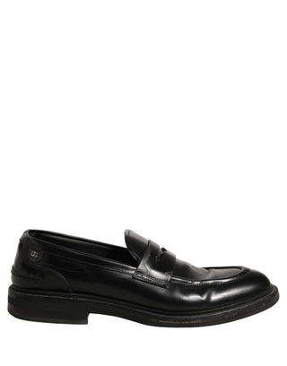 Black Brushed Calf Leather Loafers Shoes