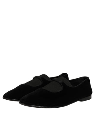 Black Velvet Slip On Slippers Loafers Shoes