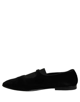 Black Velvet Slip On Slippers Loafers Shoes